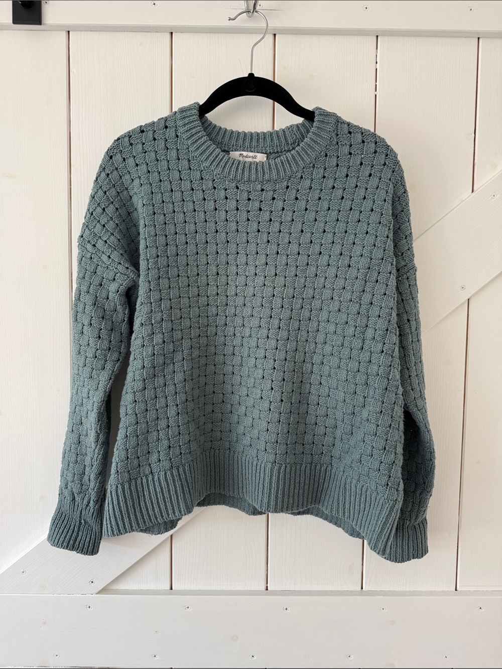 Madewell Textured Crewneck Sweater in Seafoam